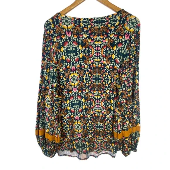 Matilda Jane women's Long Sleeve peasant Blouse top Sz M floral Boho Gypsy - Picture 6 of 8